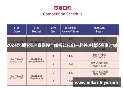 2024欧洲杯预选赛赛程全解析让我们一起关注精彩赛事时刻